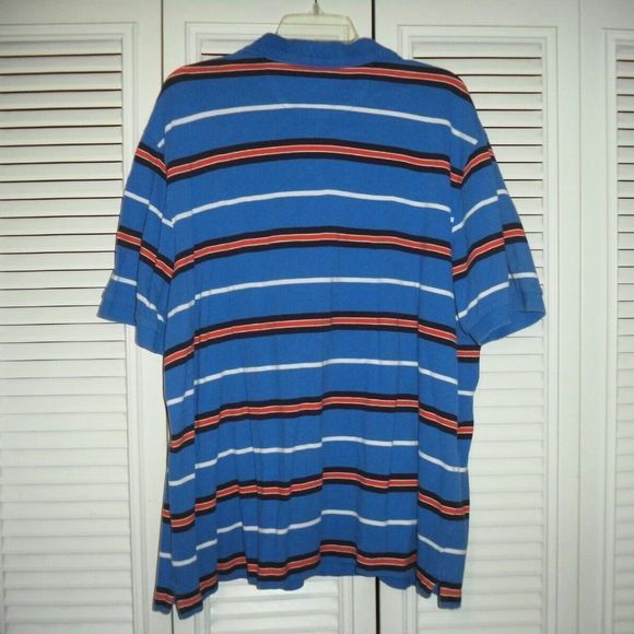 CHAPS SHORT SLEEVE POLO SHIRT COTTON GOLF BLUE STRIPED BIG MAN~MENS SIZE XXL - Picture 4 of 4